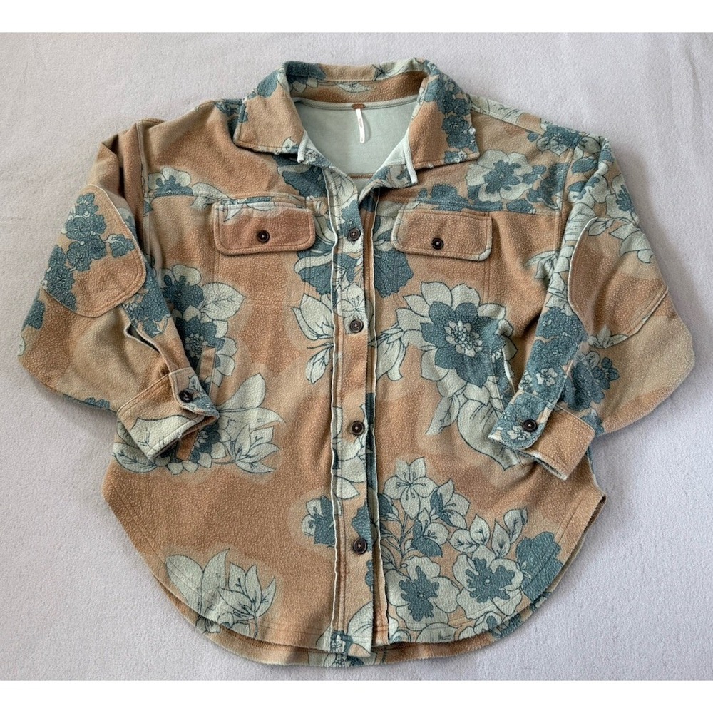 Free People We The Free Printed Ruby Jacket In Tan Blue Combo S Shacket